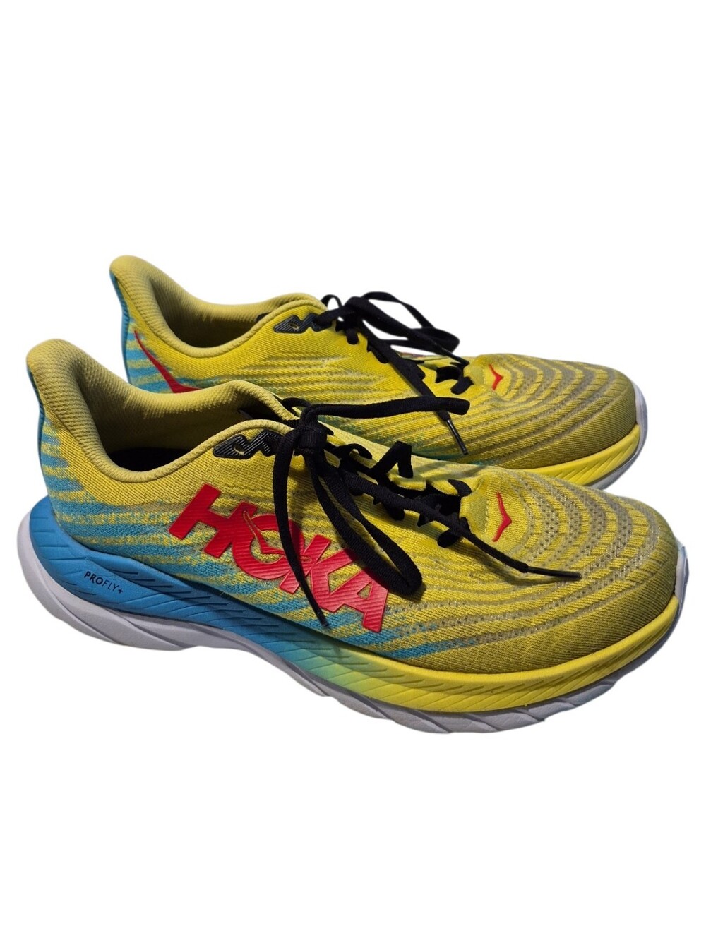 Hoka One One Mach 5 Womens Size 10B Yellow Blue Athletic Running Shoes Sneakers